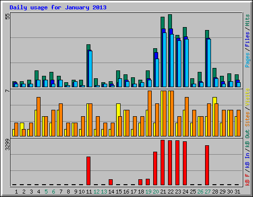 Daily usage for January 2013
