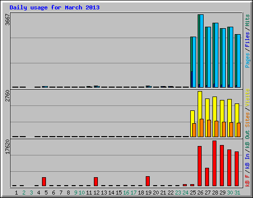 Daily usage for March 2013