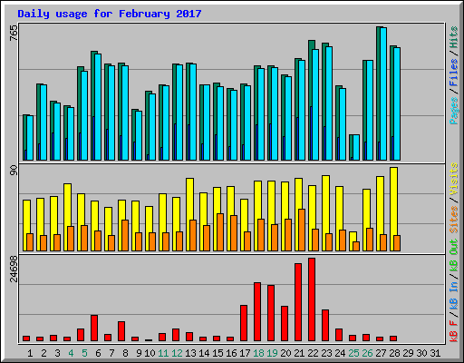 Daily usage for February 2017