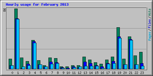 Hourly usage for February 2013