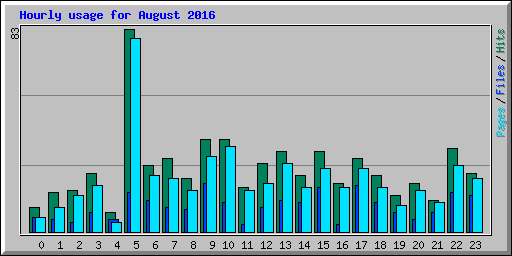 Hourly usage for August 2016